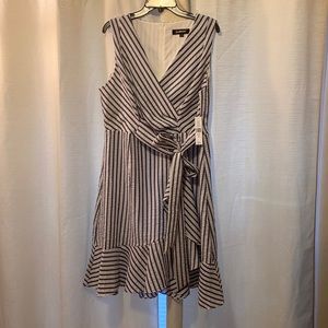 Blue and White Striped knee length dress
